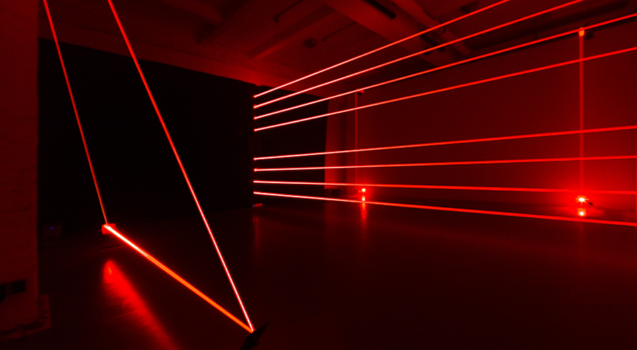 photo of a laser installation, lost places, previous transformer station, Berlin-Reinickendorf (Germany)