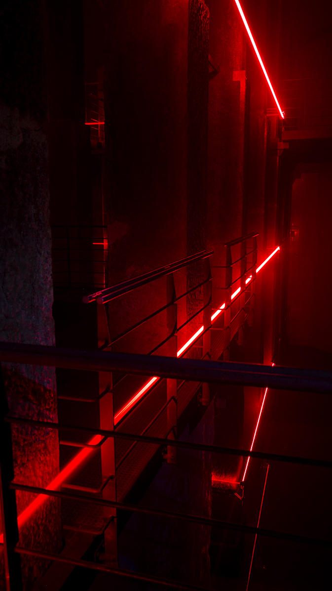 photo of a laser installation, lost places, previous transformer station, Berlin-Reinickendorf (Germany)